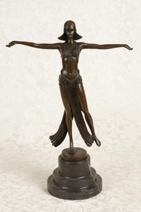 French Art Deco Bronze Figurine Signed Descomps Statue French Art Deco Bronze Figurine Signed Descomps Statue