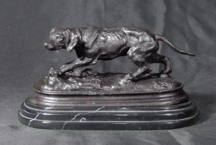 French Bronze Casting Blood Hound Dog Signed Mene French Bronze Casting Blood Hound Dog Signed Mene