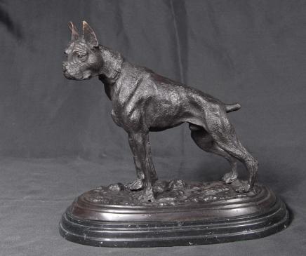 French Bronze Casting Boxer Dog by PJ Mene