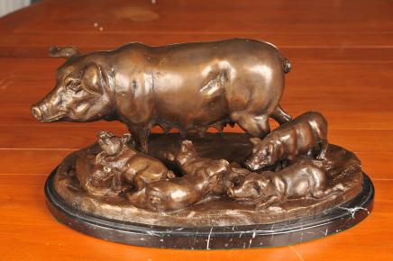 French Bronze Mene Sow Pigs Pigglet Casting Statue French Bronze Mene Sow Pigs Pigglet Casting Statue