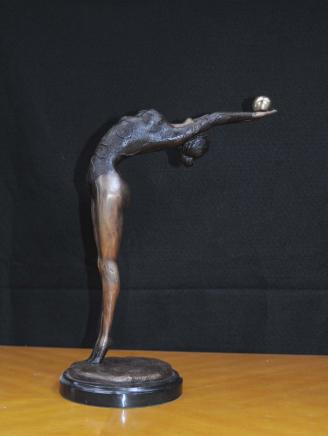 French Deco Bronze Figurine Semi Nude Female Ballet Dancer