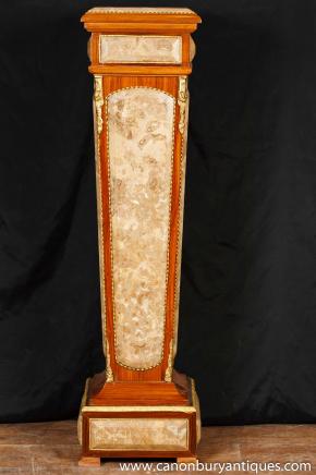 French Empire Marble Ormolu Pedestal Stand Columns