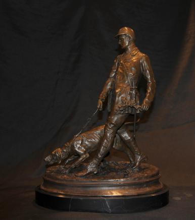 French Mene Bronze Hunter Dog Bloodhound Figurine