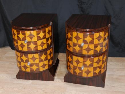Pair Art Deco Inlay Nightstands Bedside Chests Drawers Bedroom Furniture Pair Art Deco Inlay Nightstands Bedside Chests Drawers Bedroom Furniture
