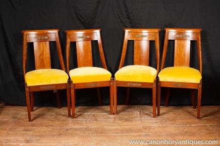 Set 4 Antique French Empire Dining Chairs Chair Furniture 1885