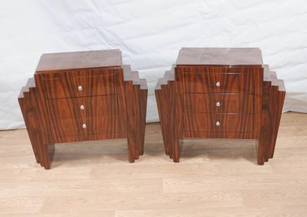 Pair Art Deco Bedside Chests Tables