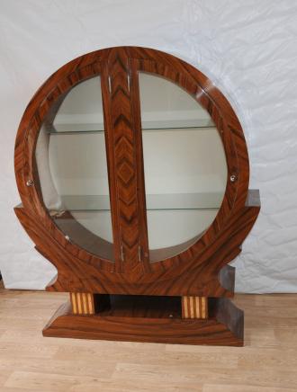 Art Deco Bookcase Cabinet Blonde Walnut Display Unit