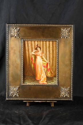 Berlín Dresde Porcelain Plaque Lilly Langtry Retrato Edward Mistress séptimo