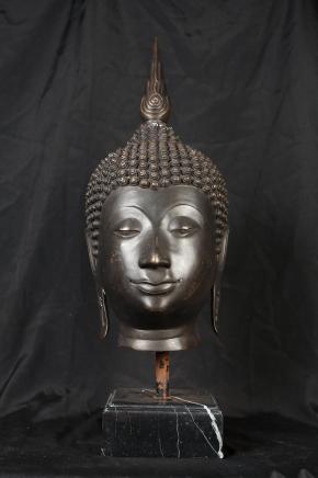 Bronze Buddha Bust Casting Head Buddhist Statue Art Buddhism