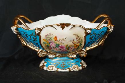 Francese in porcellana di Sevres a mano Vaso floreale dipinta Dish