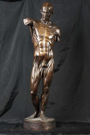 Italiano Bronzo Da Vinci Male Nude Man Statue Figurine