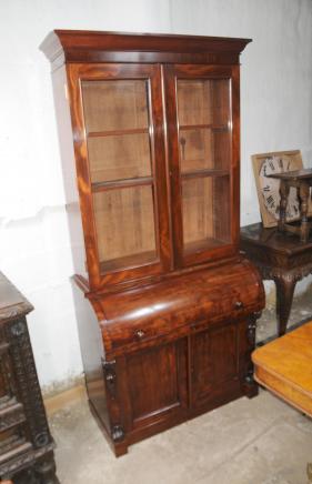 Mogano vittoriana Cilindro Bureau Libreria Cabinet Desk