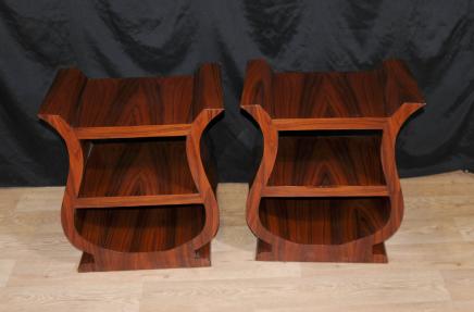 Pair Art Deco Bedside Tables Nightstands Bookshelf Cabinet