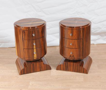Pair Art Deco Chest Drawers Bedside Tables Nightstands 