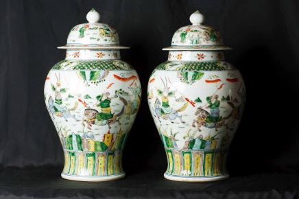 Pair Chinese Porcelain Potiche Kangxi Porcelain Ginger Jars Vases Urns