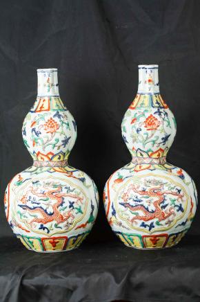 Pair Japanese Satsuma Porcelain Rose Vases Urns Vase