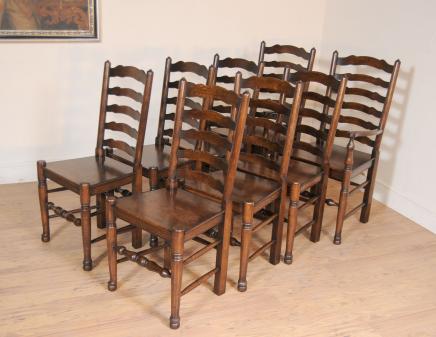 Set 8 Ladderback Oak Sillas Cocina Comedor Silla Muebles granja