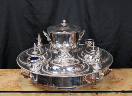 Sheffield Silver Plate Lazy Susan Server bagnomaria Centrotavola Platter