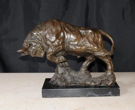 American Bronze Bull Bison Statue Figurine Statue Casting