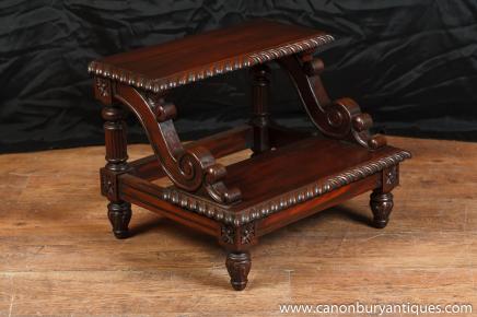 Antique Victorian Mahogany Library Steps