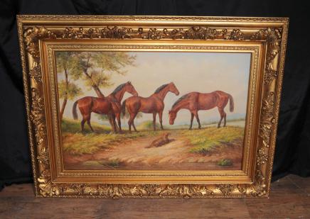 English Oil Painting Horse Pastoral Landscape Victorian English Oil Painting Horse Pastoral Landscape Victorian