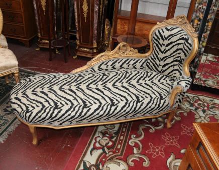 French Louis XV Chaise Lounge Sofa Day Bed Chair Seat Shabby Chic