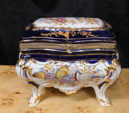 German Dresden Porcelain Jewellery Box Casket