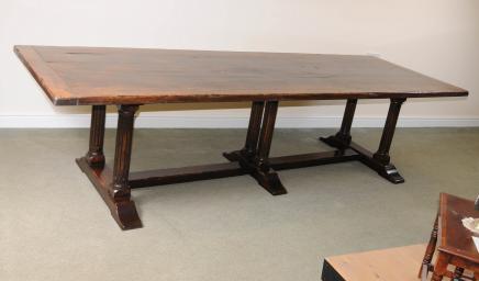 Large Italian Refectory Table Beach Wood Farmhouse Kitchen Trestle Dining