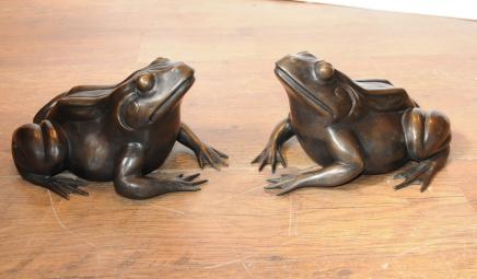 Pair English Bronze Frogs Toads Statue Casting Pair English Bronze Frogs Toads Statue Casting