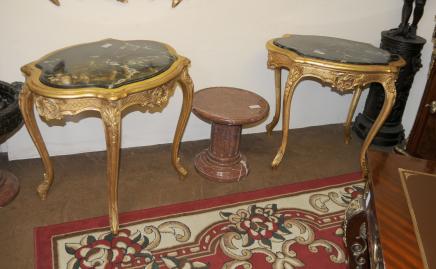 Pair Louis XV Gilt Side Tables Occasional Cocktail Sofa Table