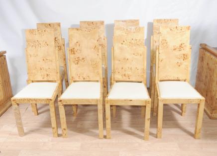 Set 8 Art Deco Dining Chairs Blonde Walnut Furniture 1920s