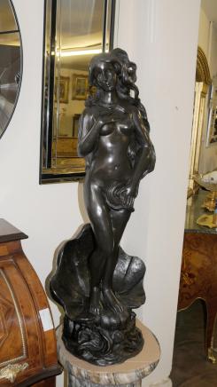 Italian Rococo Bronze Siren Female Figurine Fountain Nude Statue