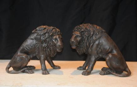 Paar Bronze Deutsch Lion Statuen Landseer Cat Gatekeepers
