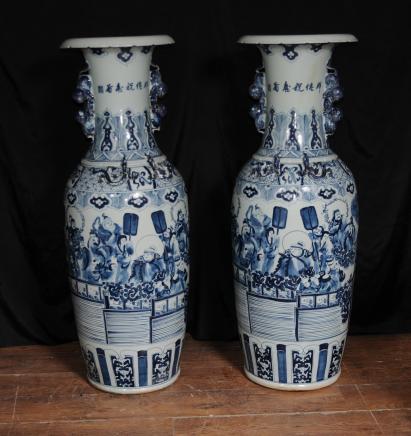 Paar chinesischen Qing Porcelain Ceramic Vasen Urnen