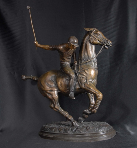 English Bronze Polo Player & Horse Casting Statue