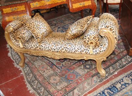 Français Louis XV Canapé-lit Chaise Lounge Cheetah Print Français Louis XV Canapé-lit Chaise Lounge Cheetah Print
