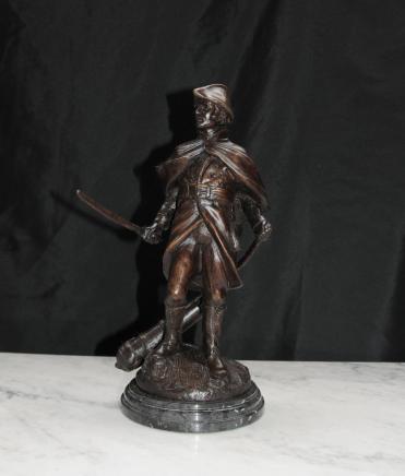 French Bronze Statue Soldier Military Casting