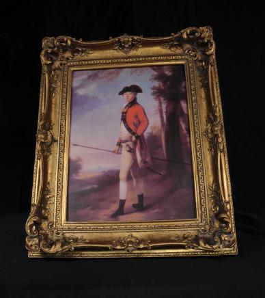 English Georgian Oil Painting Nobleman Red Coat Portrait Gilt Frame