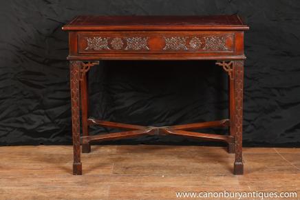 Mahogany Chippendale Desk Side Writing Table Bureau Plat 