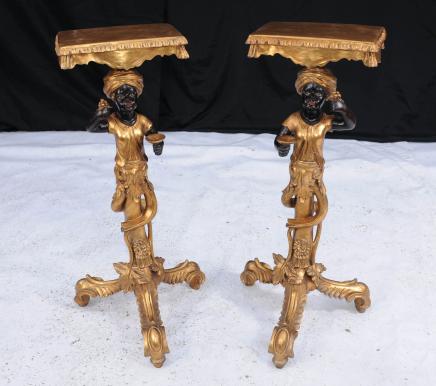 Pair Italian Blackamoor Side Tables Cocktail Table Furniture