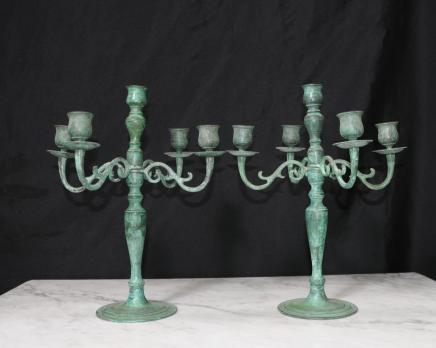 Pair Victorian Bronze Candlesticks Candelabras 