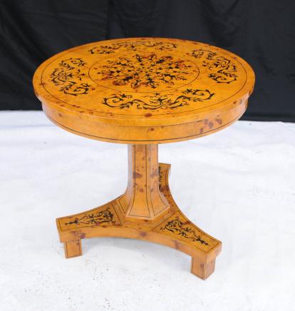 Scandinavian Biedermeier Round Centre Dining Table Inlay