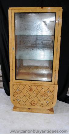Art Déco Vitrine Bijouterie Bibliothèque Noyer Blond