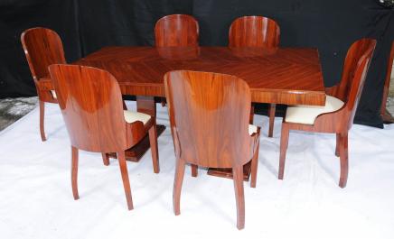 Art Deco Set à manger en palissandre Table et président Suite