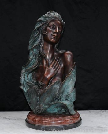 Bronze Art Nouveau français Femme Castings Statue Buste