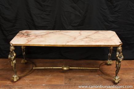 Empire français Ormolu Atlas Marble Coffee Table Tables de cocktail Top