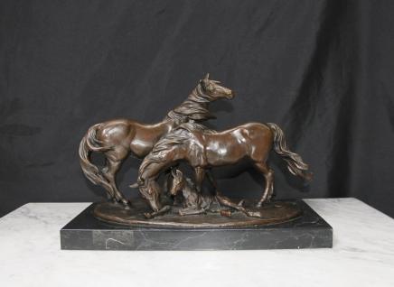 Français Cheval de Bronze et poney Statue Animaux Mene
