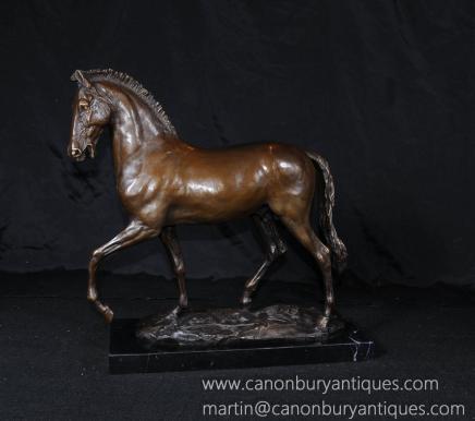 Français Cheval de Bronze Signé Animaux Mene Castings Statue