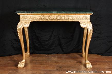 George II doré Console Table sculptée en marbre Haut