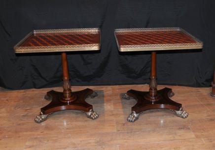 Paire Regency tableaux Parquets Inlay Side Table Cocktail occasionnel